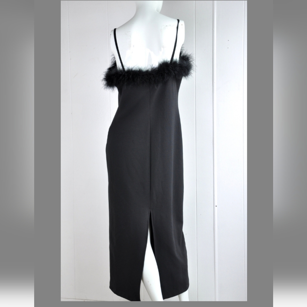 Jazz II Black Marabou Floor Length Dress Size 14 - Picture 2 of 8